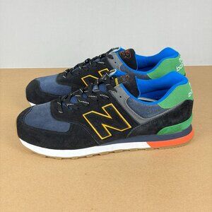 New Balance 574 Aurora Nights Suede Sneakers Mens 11.5 Black Blue Green Low Top